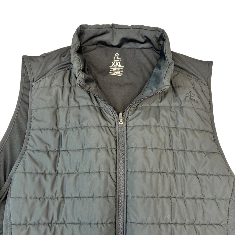 Rhoback Quilted Hybrid Vest Mens XXL Black Full Zip Golf Activewear Sleeveless